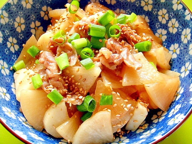 大根と長芋と豚肉の炒め煮