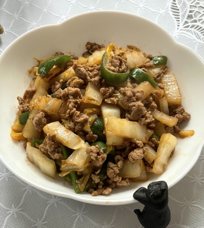 ５分！？白菜と合い挽き肉の炒め物♪（ケチャ他の味）