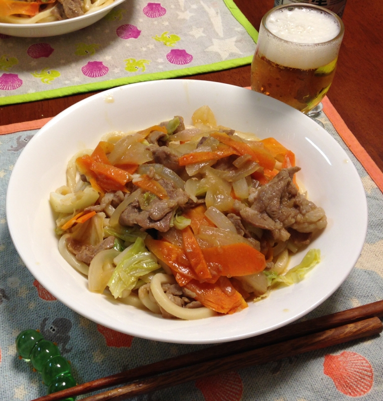 ジンギスカン焼きうどん