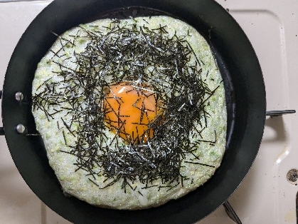 ふわとろオクラの長芋焼き風ふっくらスキレット焼き