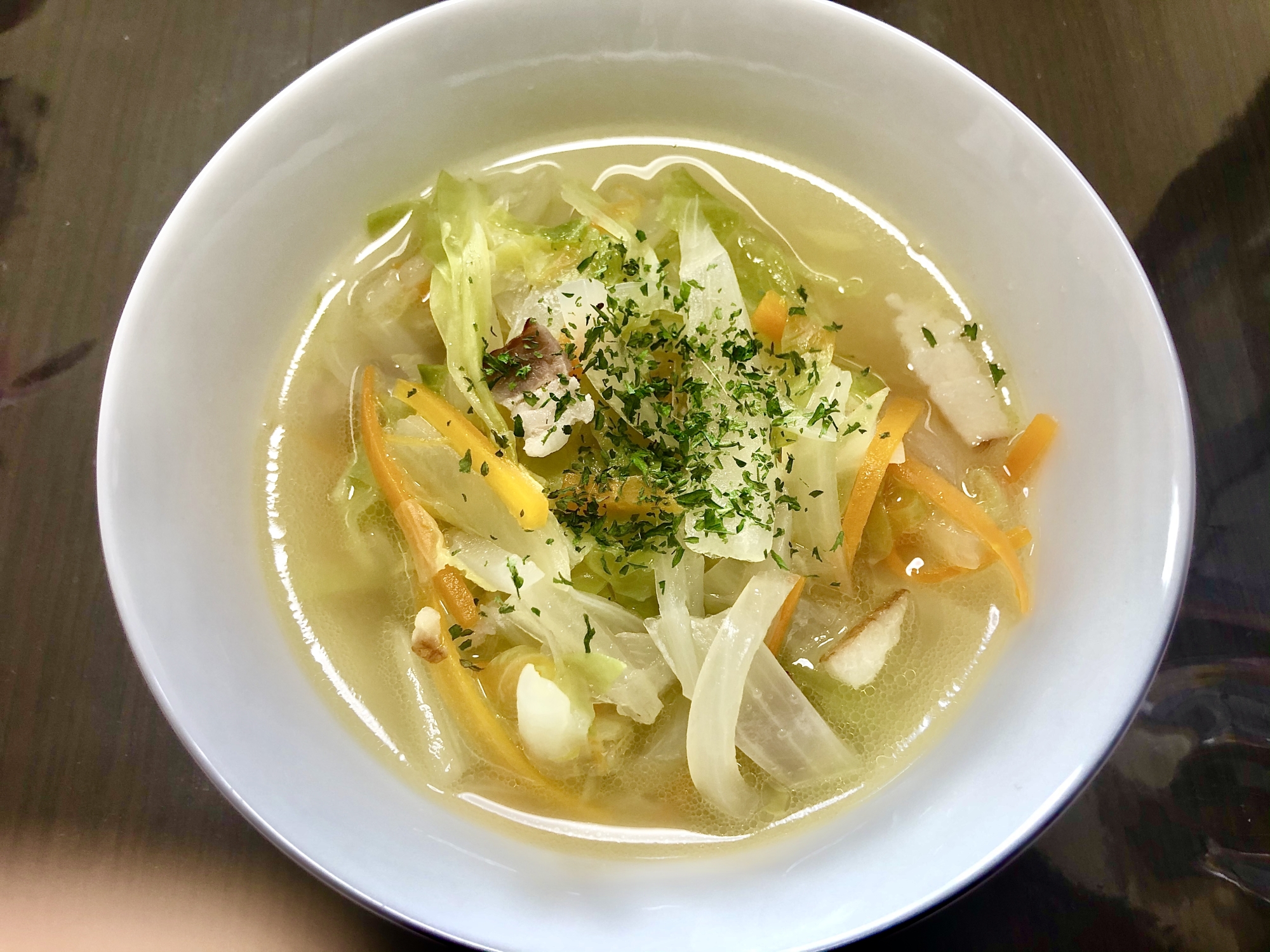 材料を切って入れるだけ♪ベーコンと野菜のスープ