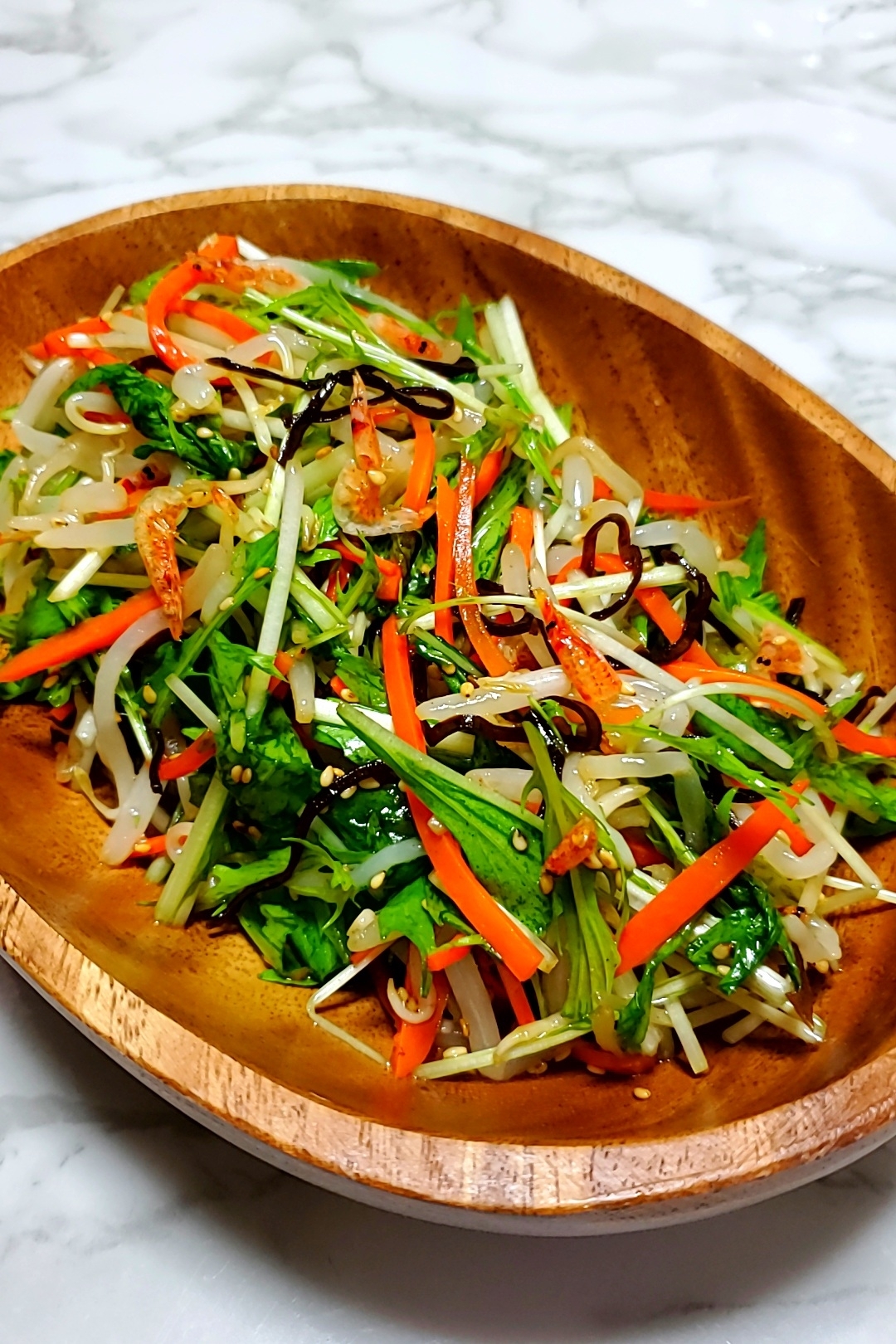 水菜ともやしの塩昆布ナムル