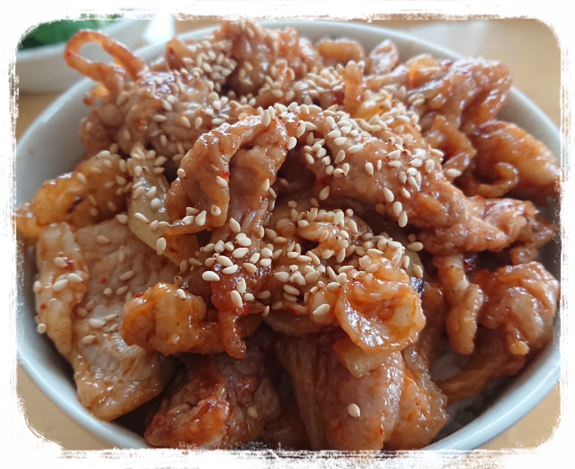 男子ガッツリご飯☆ピリ辛豚こま丼