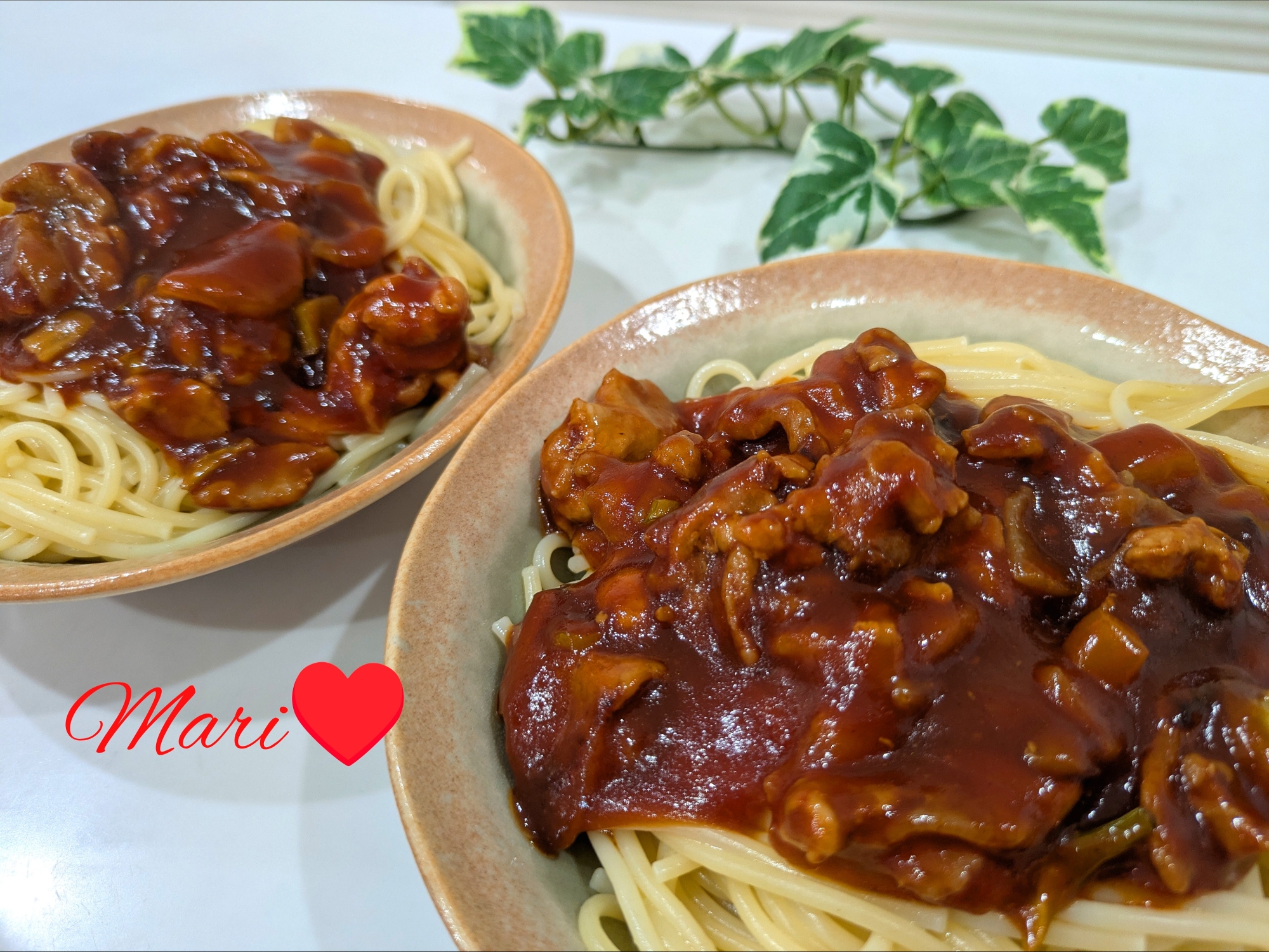 ブロッコリーの茎使って☆ミートソースパスタ