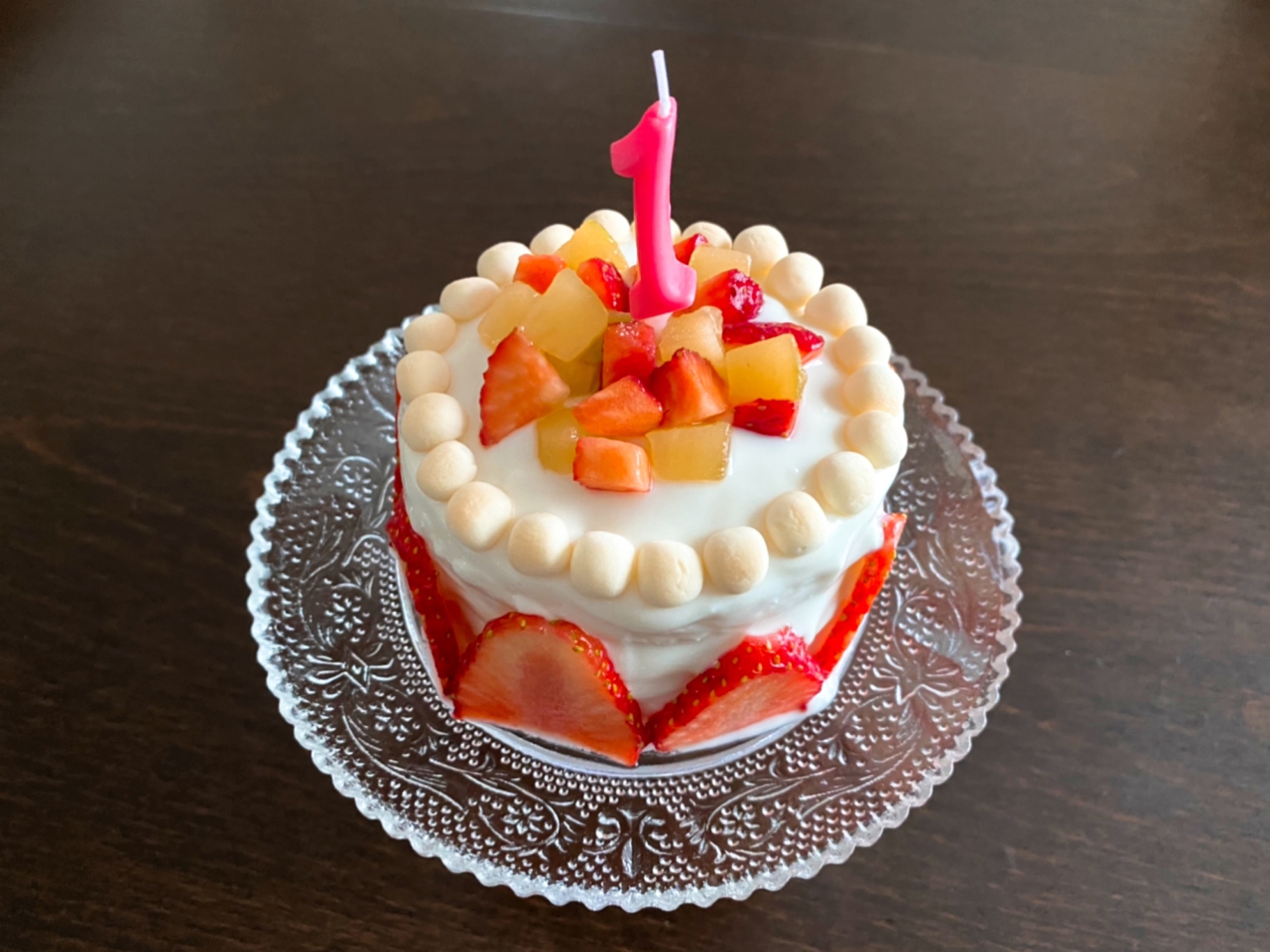 1歳のお誕生日に‼ヨーグルトでバースデーケーキ♡