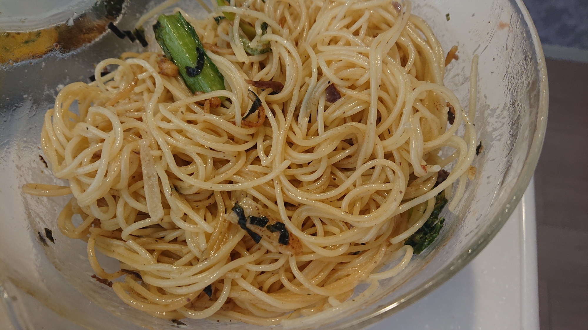オクラと海苔のスパゲティサラダ