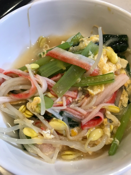 青梗菜が小松菜になり、カサ増しに豆もやしを入れてしまいましたが、味付けとてもおいしかったです。今度は青梗菜で作ります！