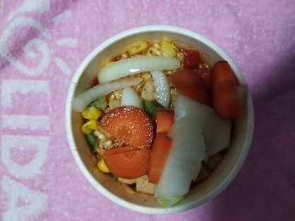 野菜たっぷり☆チキンラーメンでタンメン風！