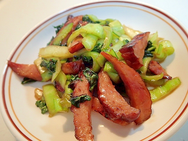 プルコギ♡豆板醤で　焼豚と青梗菜のソテー♬