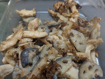 やみつき食感♡鶏むね肉とれんこんの粒マスタード和え
