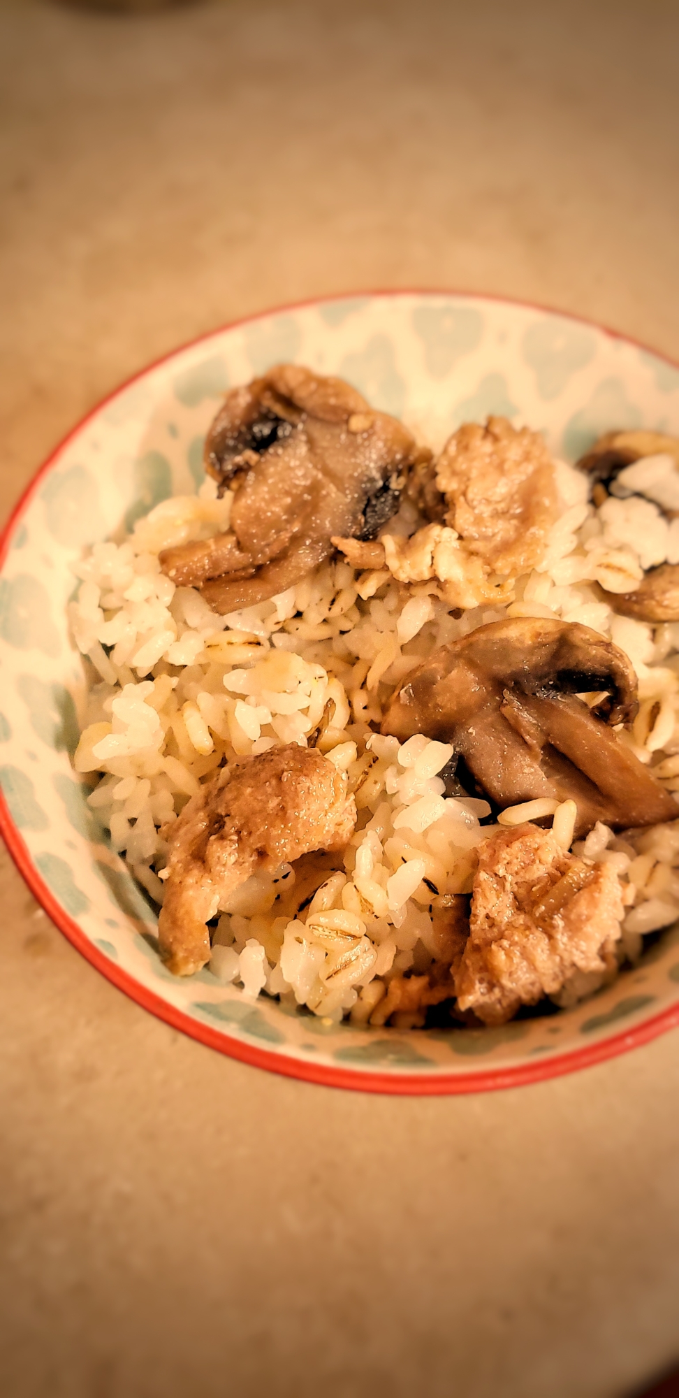 豚肉とマッシュルームの炊き込みご飯♩