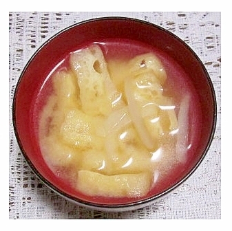 えのきと油揚げの味噌汁（しょうゆ入り）