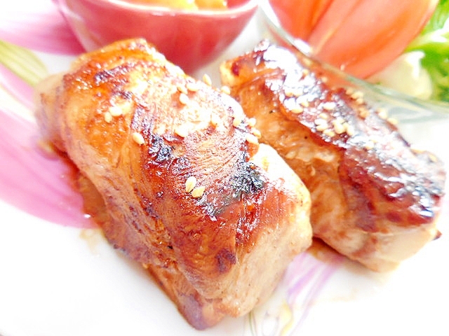だし醤油+山葵de❤木綿豆腐の豚肉巻き❤