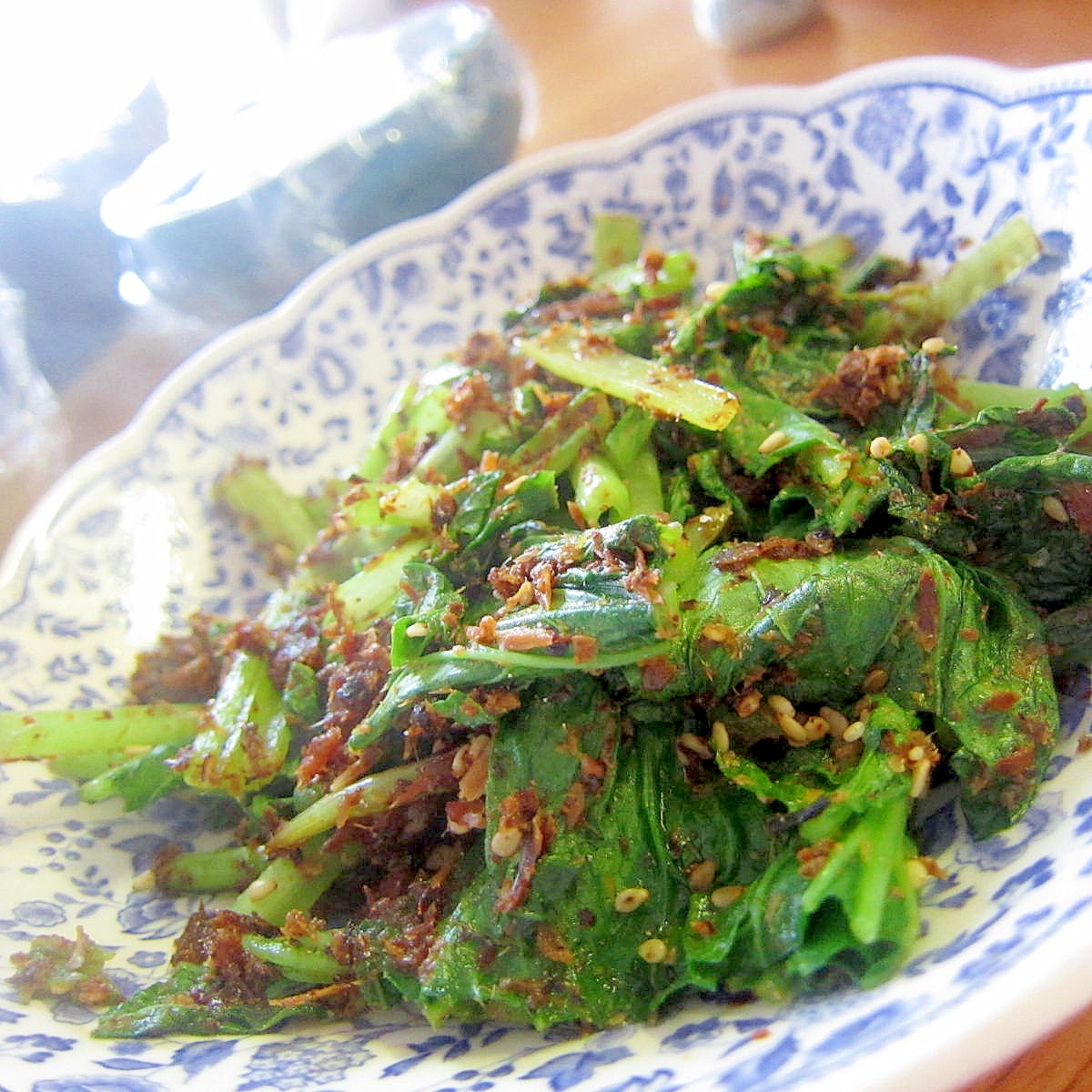 鰯鯖節ほうれん草砂糖醤油和え