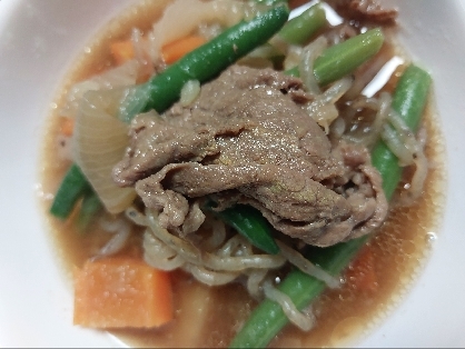 緑野菜と牛肉煮物˖✧˖°（春菊）