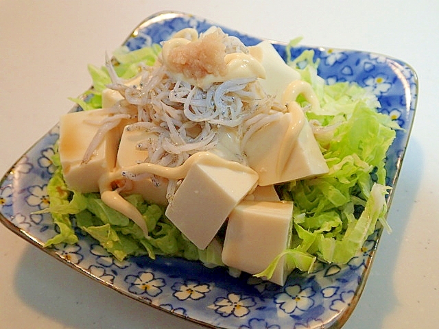 ゆずぽん・生姜で　白菜と豆腐としらすのサラダ