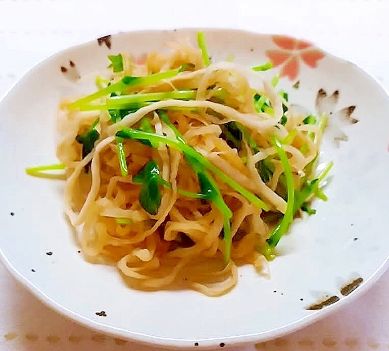 切り干し大根と豆苗の麺つゆ炒め