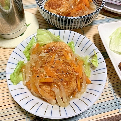 大根と人参のきんぴらあんかけを魚河岸あげにどろりっ