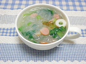 春雨と小松菜の中華スープ