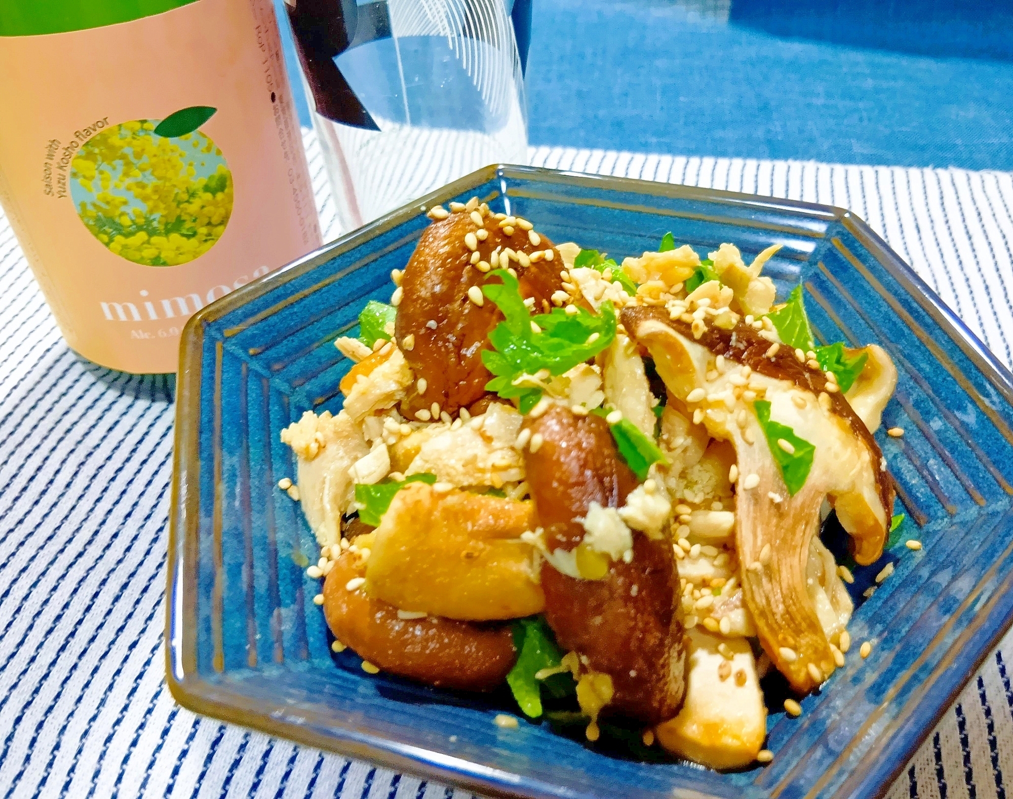 原木しいたけと鶏ささみの紫蘇ポン酢和え