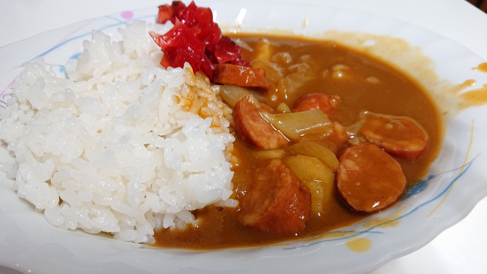 フランクフルトとにんにく入りカレーライス＊