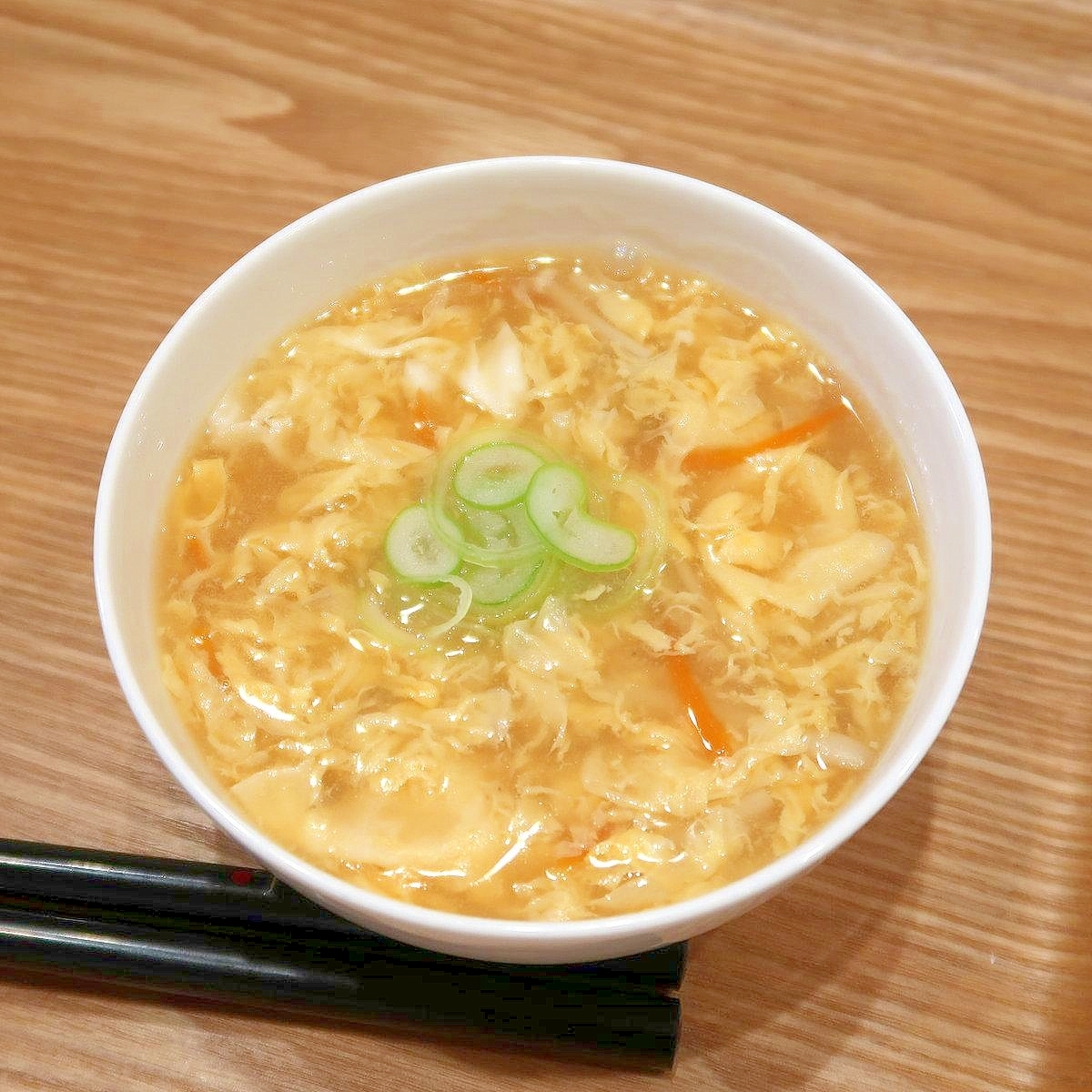 蕎麦湯（そばの茹で汁）とめんつゆでかき卵スープ