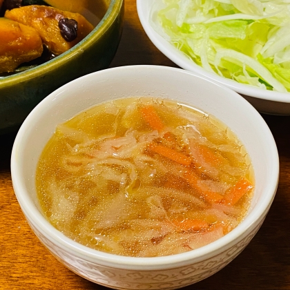 ゆで豚の煮汁で☆野菜たっぷりスープ