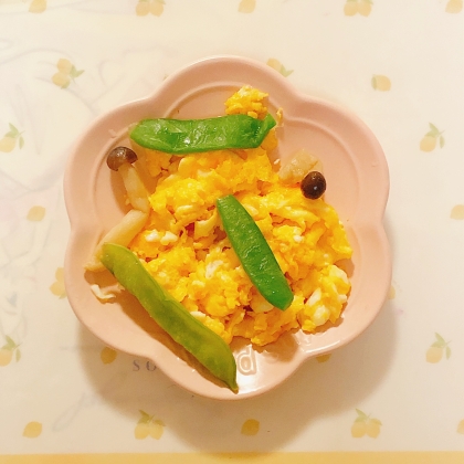 とろシャキᕷ* なめこと絹さやの卵炒めꕤ୭*