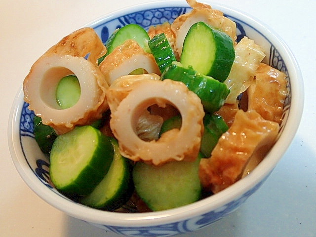 ビニール袋で　竹輪と胡瓜の麺つゆ生姜和え