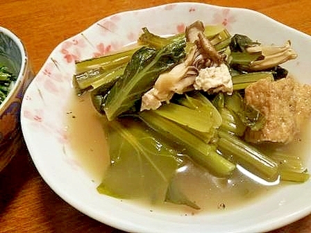 干し舞茸と　小松菜の　ほっこり煮物