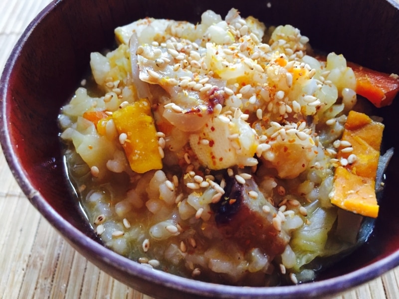 平鍋 55cm 蓋付 炊き出し 味噌汁 豚汁 カス汁 お粥 雑煮 雑炊 イベント リメイク！かすべとかぼちゃ入り味噌汁雑炊 レシピ・作り方 by たか