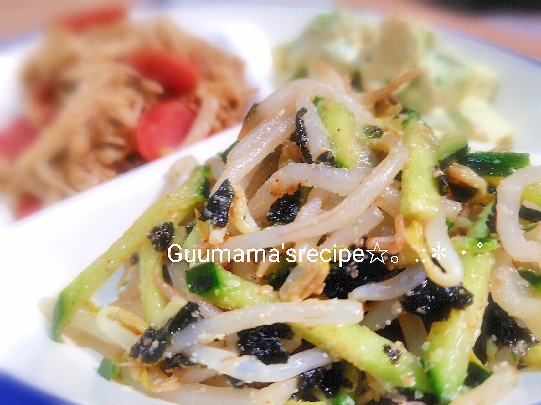 風味最高♡レンジ♡もやしときゅうりの海苔ごまナムル