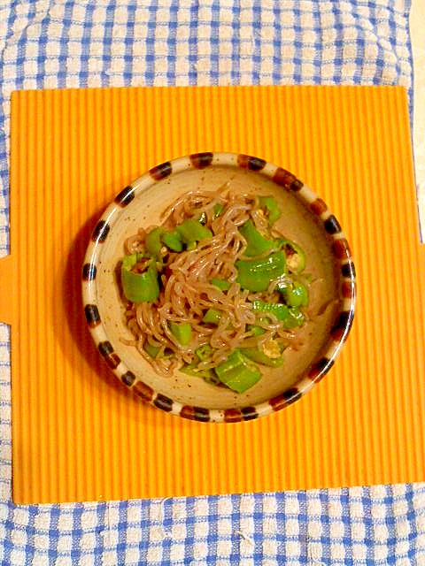 糸蒟蒻とシシトウのカレー炒め♪