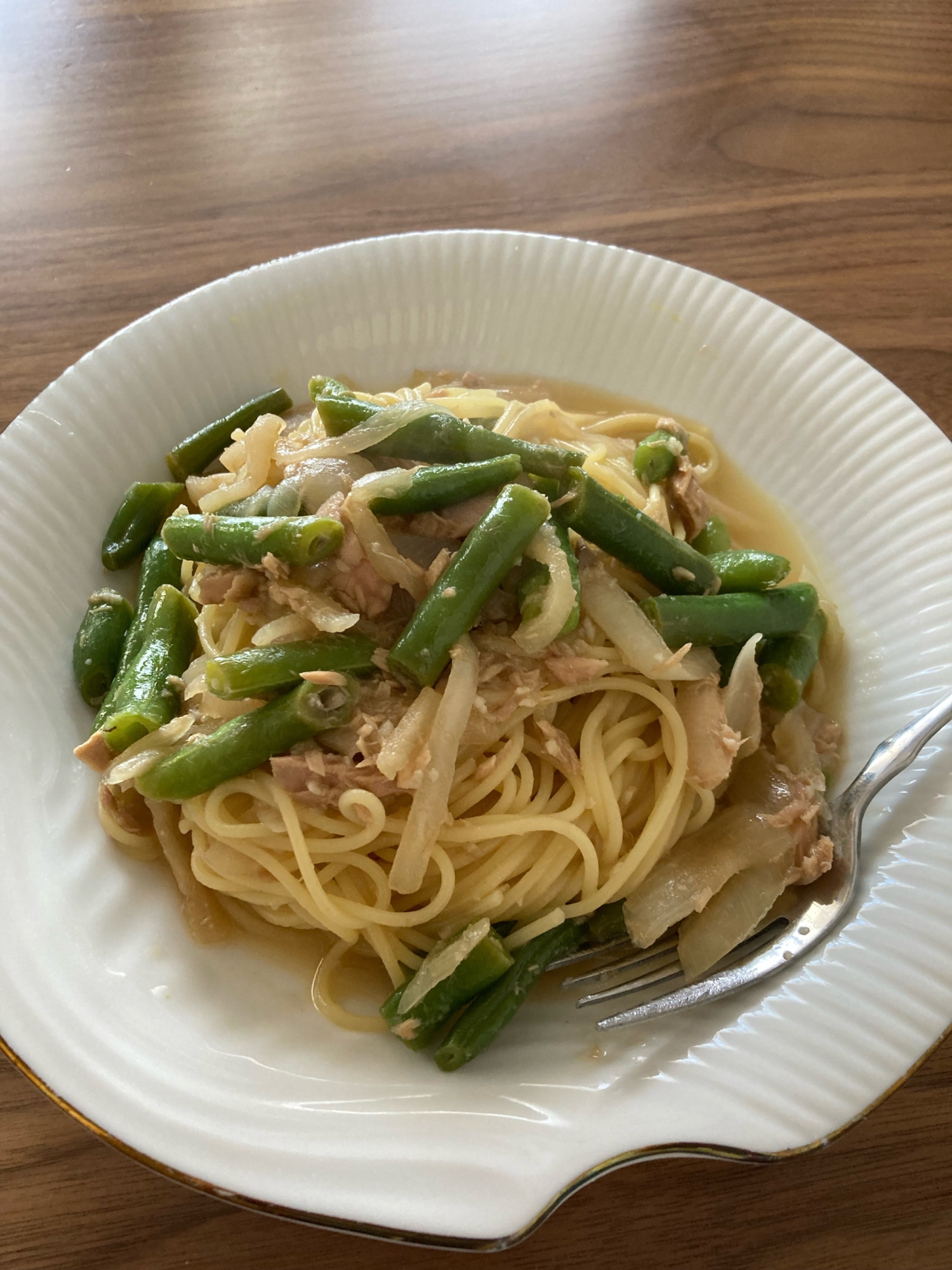 インゲンとツナの醤油パスタ