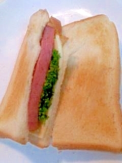 ボロニアソーセージとパセリのサンドイッチ