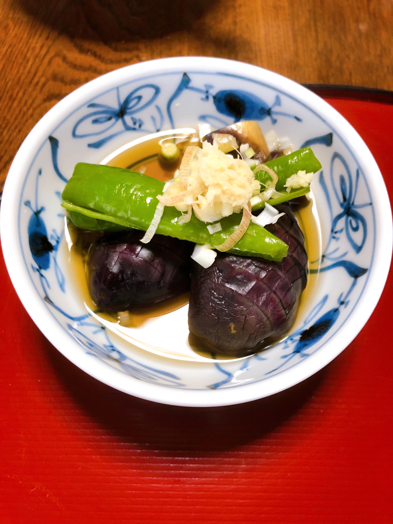 なすと万願寺とうがらしのめんつゆ煮浸し★