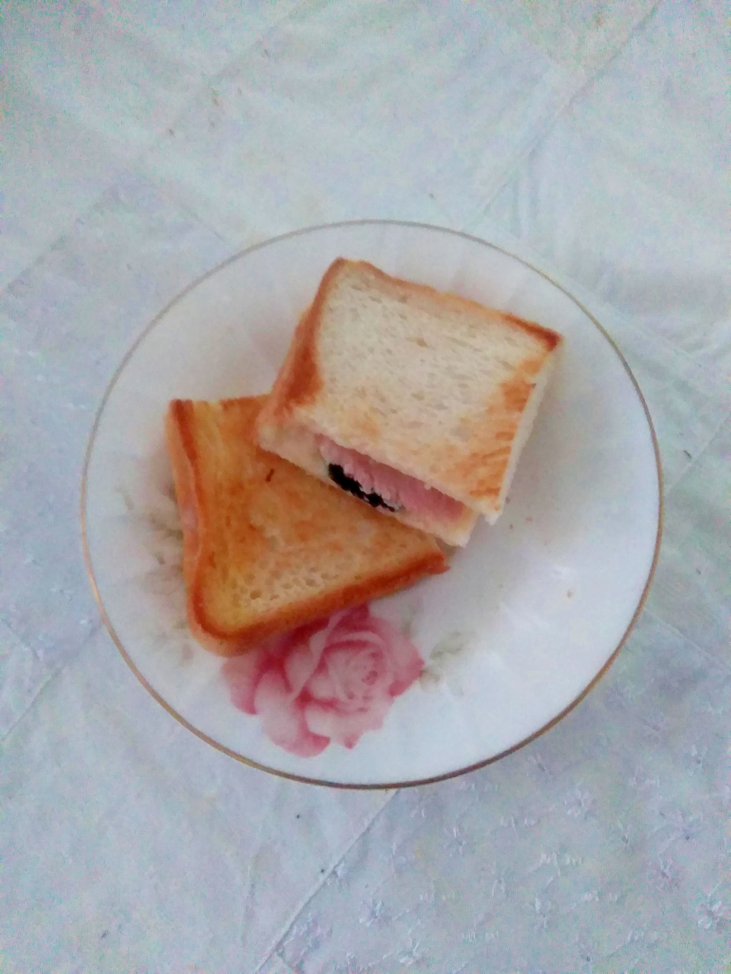 節約!フライパンでハム海苔サンド