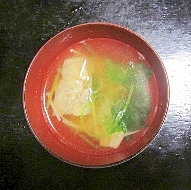 水菜・えのき・油揚げの味噌汁