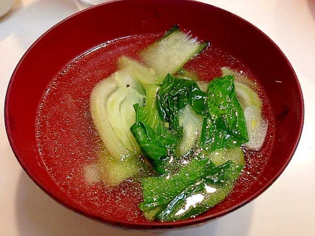 お手軽パワーアップ☆青梗菜のガーリックスープ