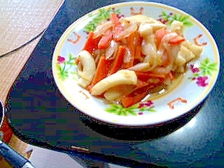 イカとあるもの野菜の中華炒め