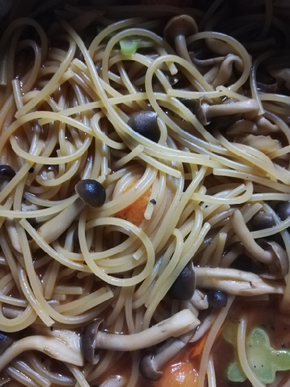 パスタがほどよい味に出来上がりました！温まりました。