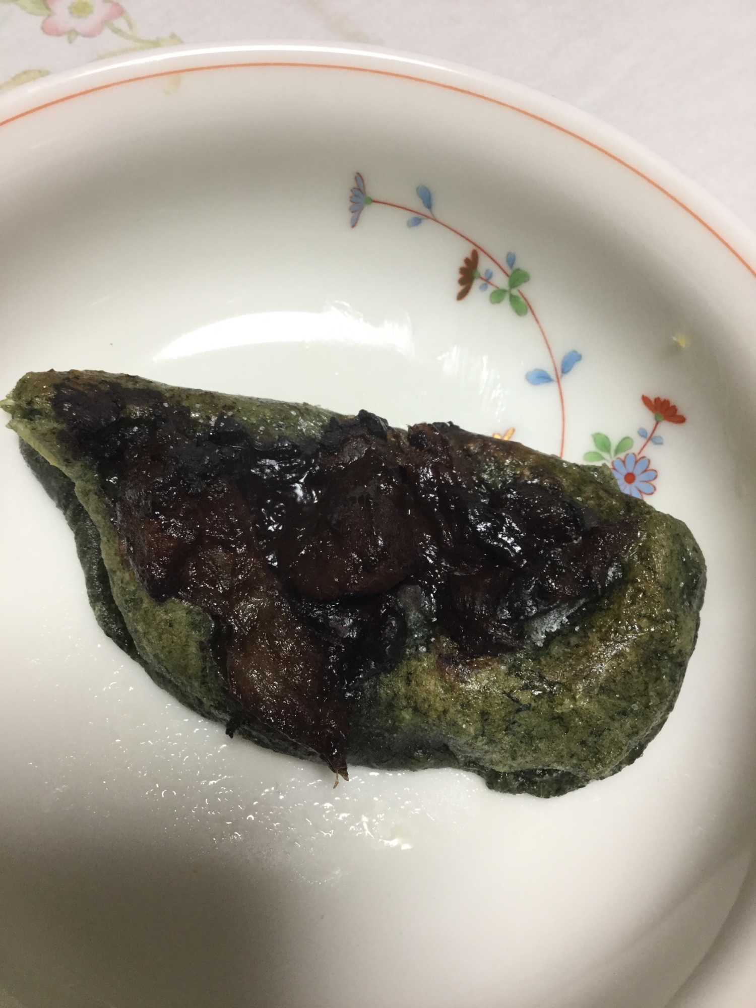 よもぎ餅のチョコリンゴ焼き