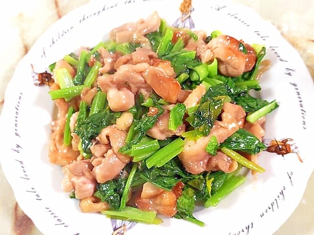 レンジで時短!鶏モモと小松菜の塩とろみ炒め♪