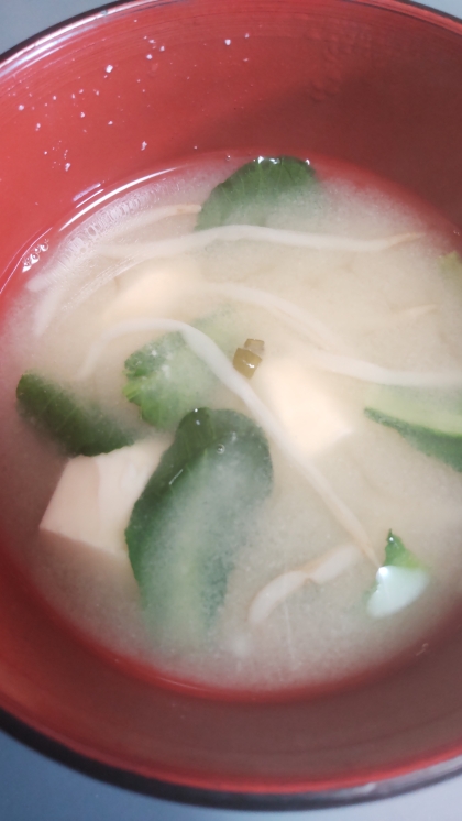 ほうれん草もやし豆腐の味噌汁