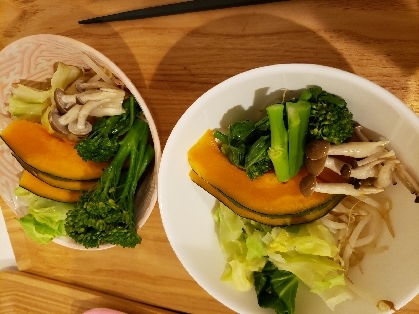 おすすめのお野菜全部入れました。冬は温野菜サラダがいいですね(^^)