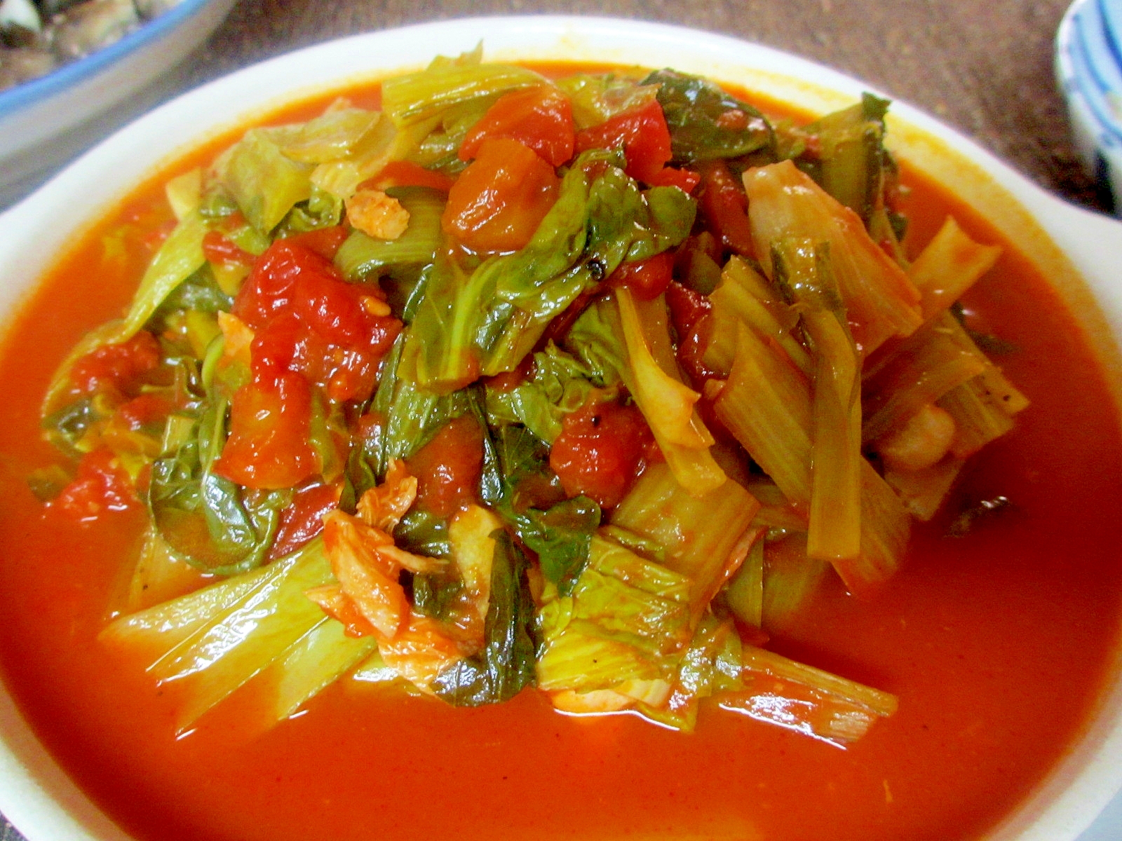 小松菜とツナのトマト煮
