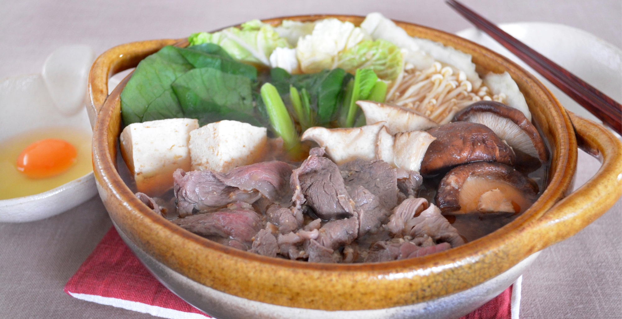 牛肉ときのこの味噌すき煮風鍋