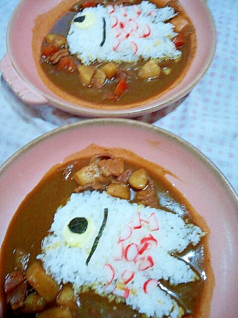 鯉のぼりカレーのデコ