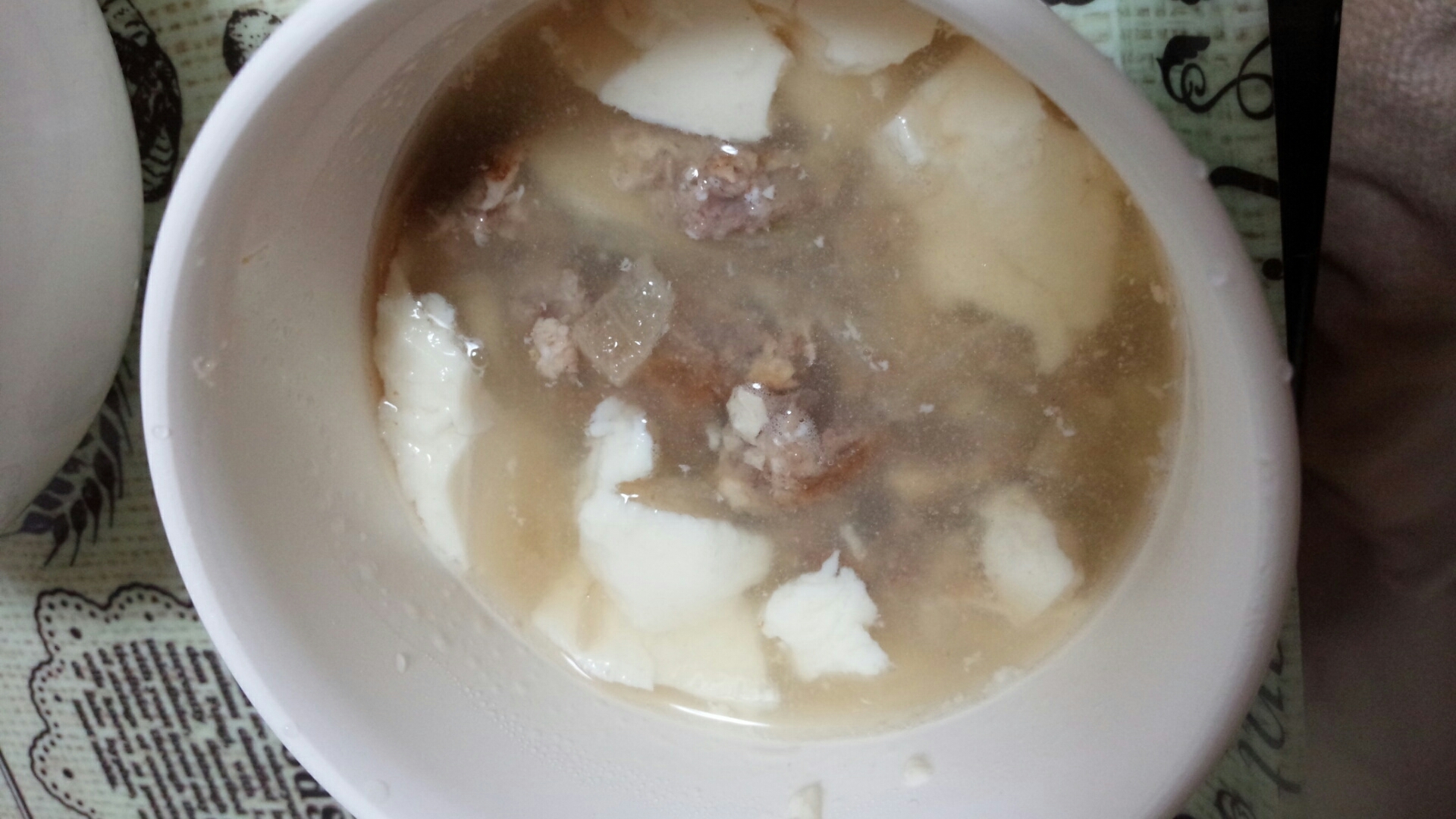 【離乳食後期～】挽き肉と豆腐のスープ