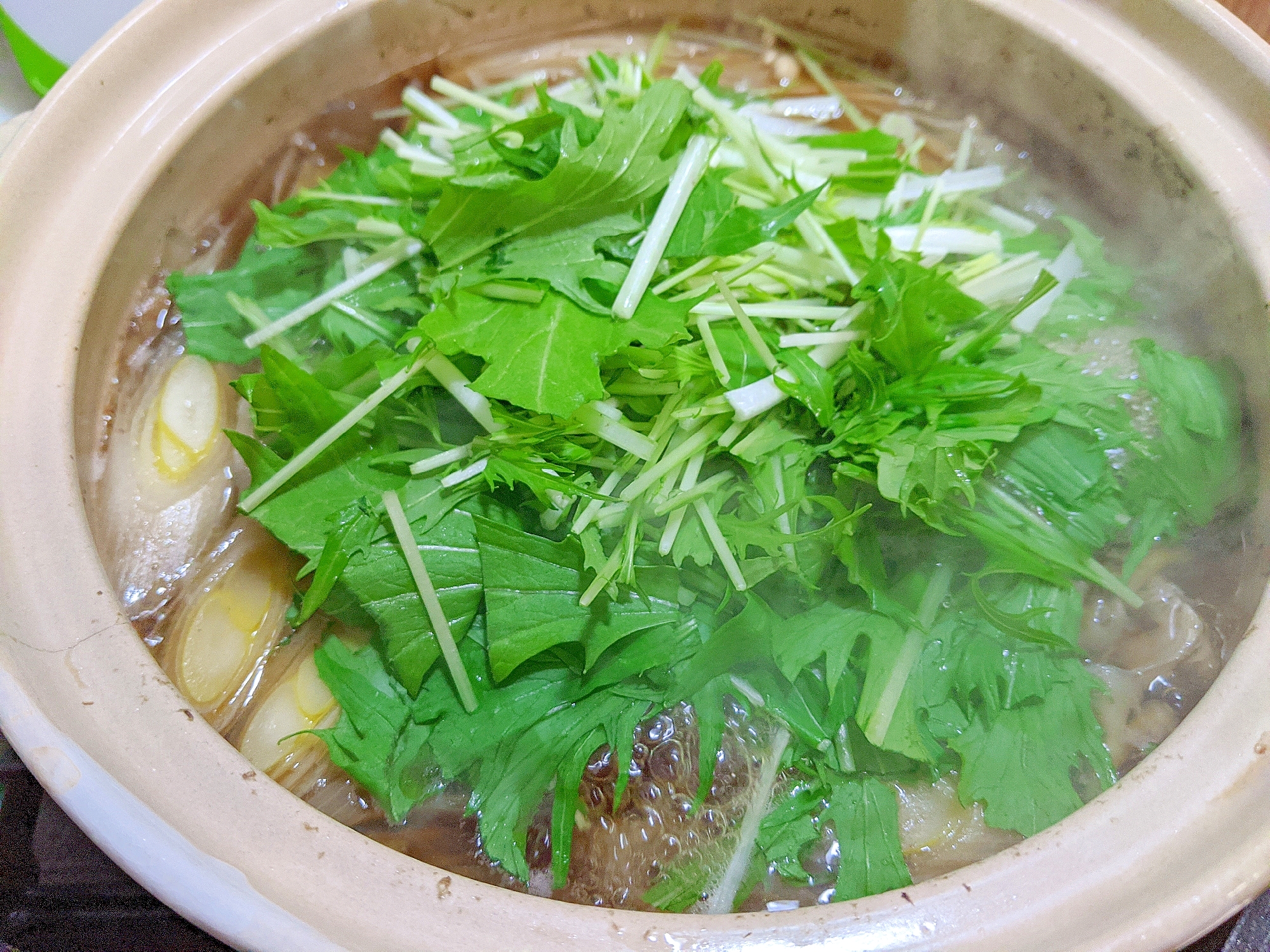 舞茸と水菜の鶏鍋
